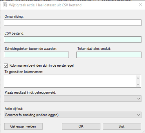 taskmanager - dataset uit CSV bestand